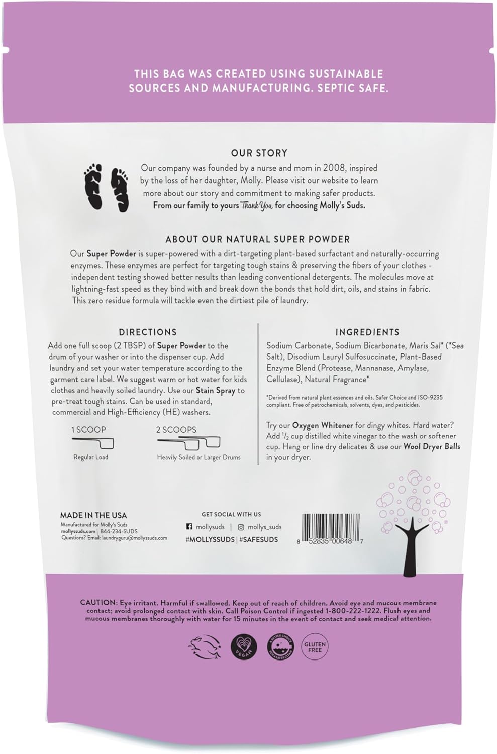 Molly's Suds Original Laundry Detergent Powder | Natural Laundry Detergent Powder for Sensitive Skin | Earth-Derived Ingredients, Stain Fighting | 120 Loads (Citrus Grove)