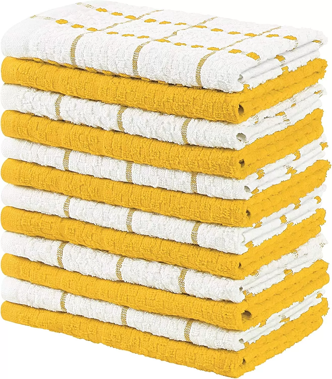 Kitchen Towels 12 Pack, 15 x 25 Inches, 100% Ring Spun Cotton Super Soft and Absorbent Linen Dish Towels, Tea Towels and Bar Towels Set (Black)