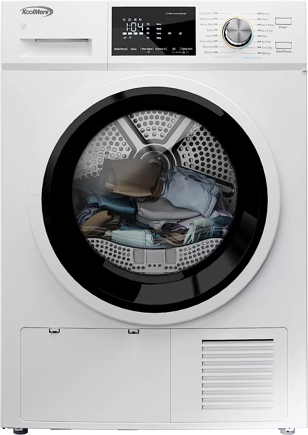 KoolMore FLW-3CWH Front Load Machine, 2.7 Cu. Ft, Space Saving Unit with 20-Minute Quick, 12 Washing Cycles, Quiet Inverter Motor [120V],