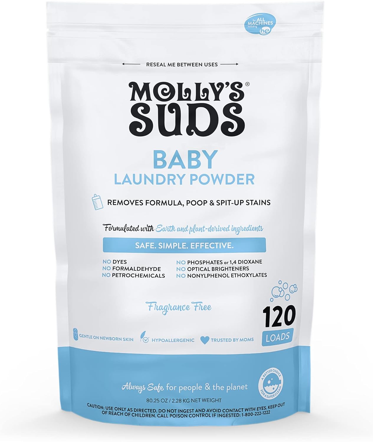 Molly's Suds Original Laundry Detergent Powder | Natural Laundry Detergent Powder for Sensitive Skin | Earth-Derived Ingredients, Stain Fighting | 120 Loads (Citrus Grove)