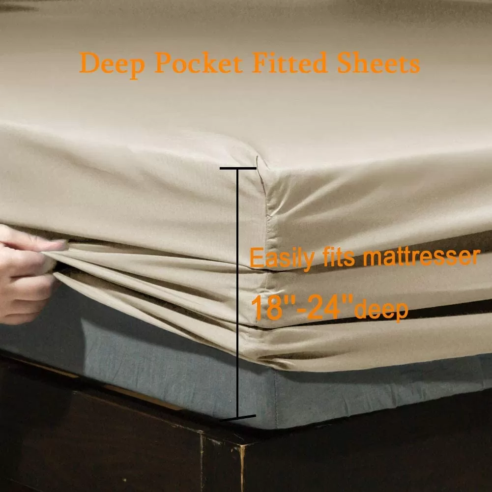 Super Soft 1800 Thread Count Luxury Egyptian Wrinkle Hypoallergenic 6 pcs Bed Sheet Set