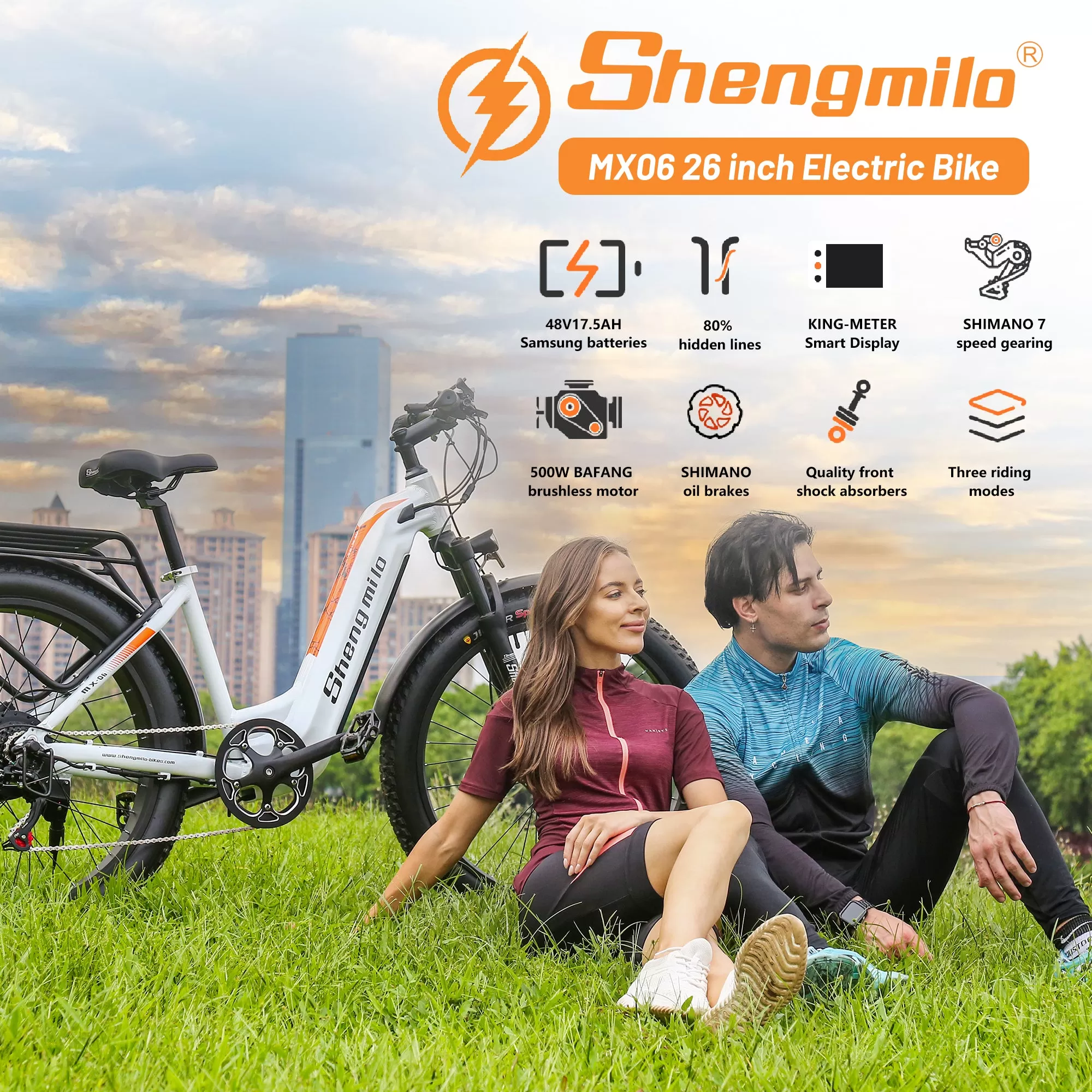 E-Bike MX06 48V 17.5Ah 500W Motor SAMSUNG BATTERY 90KM RANGE