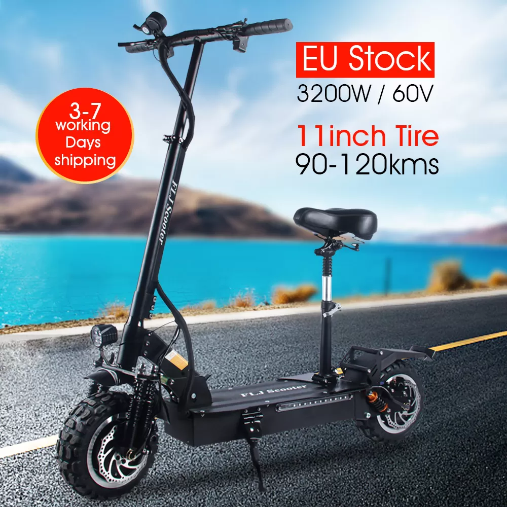 (ð¥Limited Time Sale) T113 11inch 3200W Dual Motor Electric Scooter with 60V 35ah battery Big Power E-Scooter