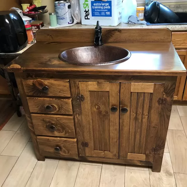Rustic Farmhouse Vanity - Copper Sink - 42