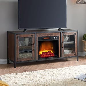 Matthew Electric Fireplace Media Console in Brown