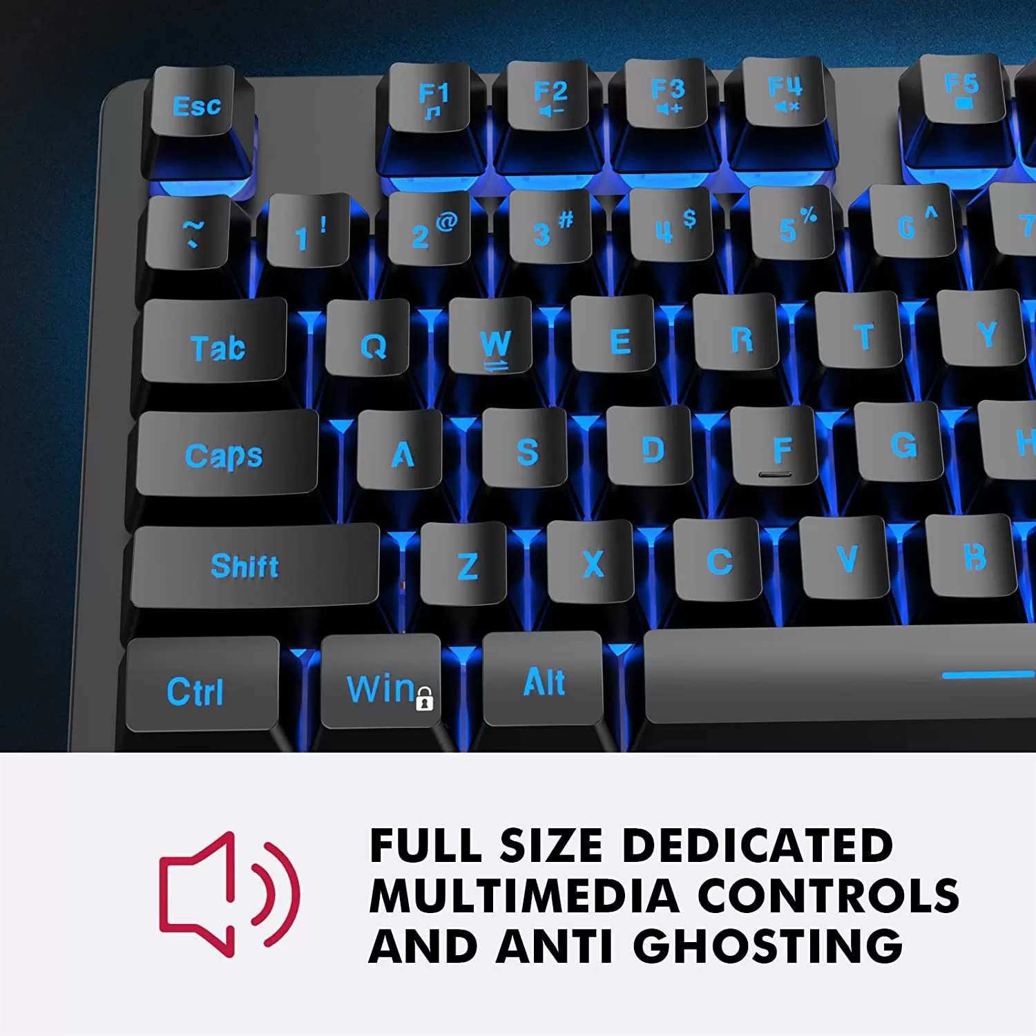 NPET K10 Wired Gaming Keyboard, LED Backlit, Spill-Resistant Design, Multimedia Keys, Quiet Silent USB Membrane Keyboard for Desktop, Computer, PC (Black)