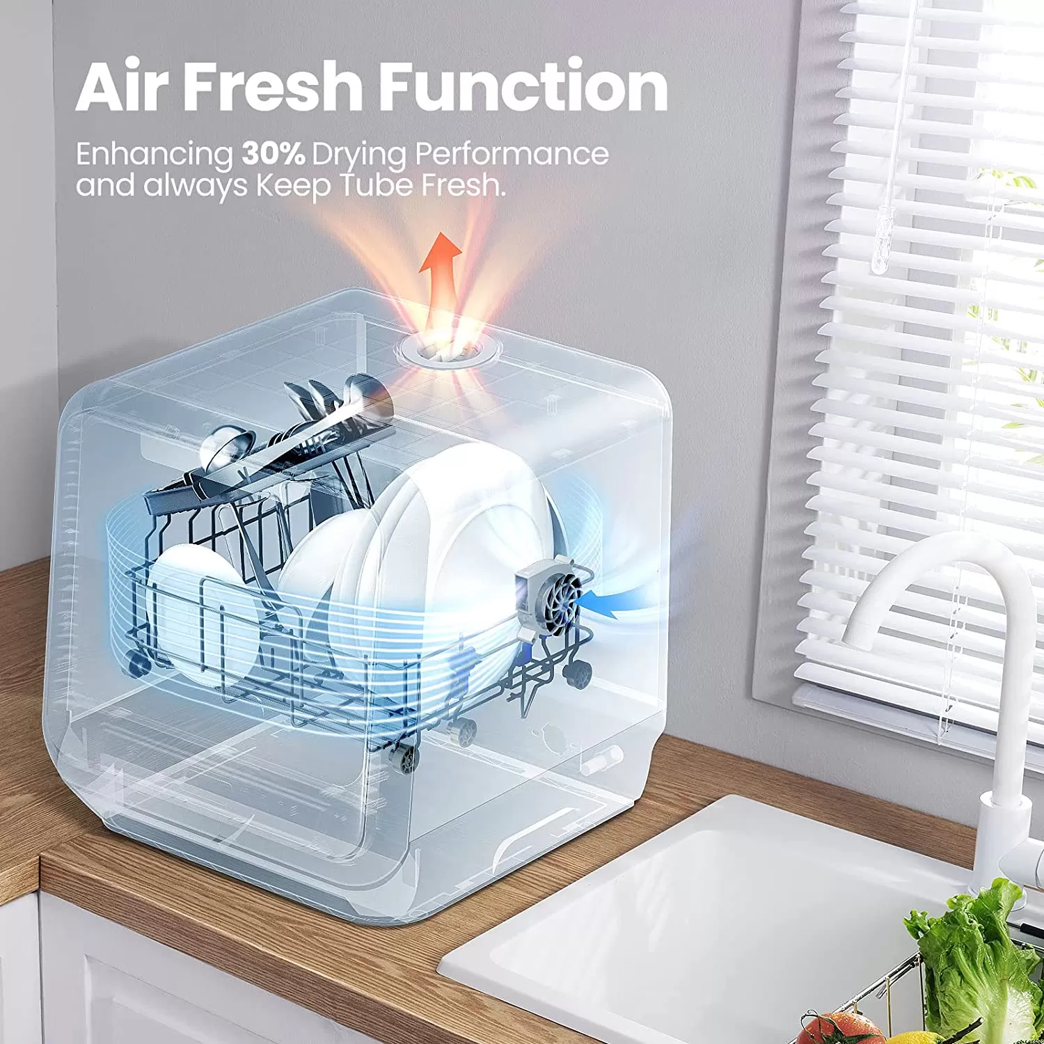 COMFEE' Portable Dishwasher Countertop, Mini Dishwasher with 5L Built-in Water Tank, No Hookup Needed, 6 Programs, 360° Dual Spray, 192°F High-Temp& Air-Dry Function, Dishwasher for Apartments& RVs
