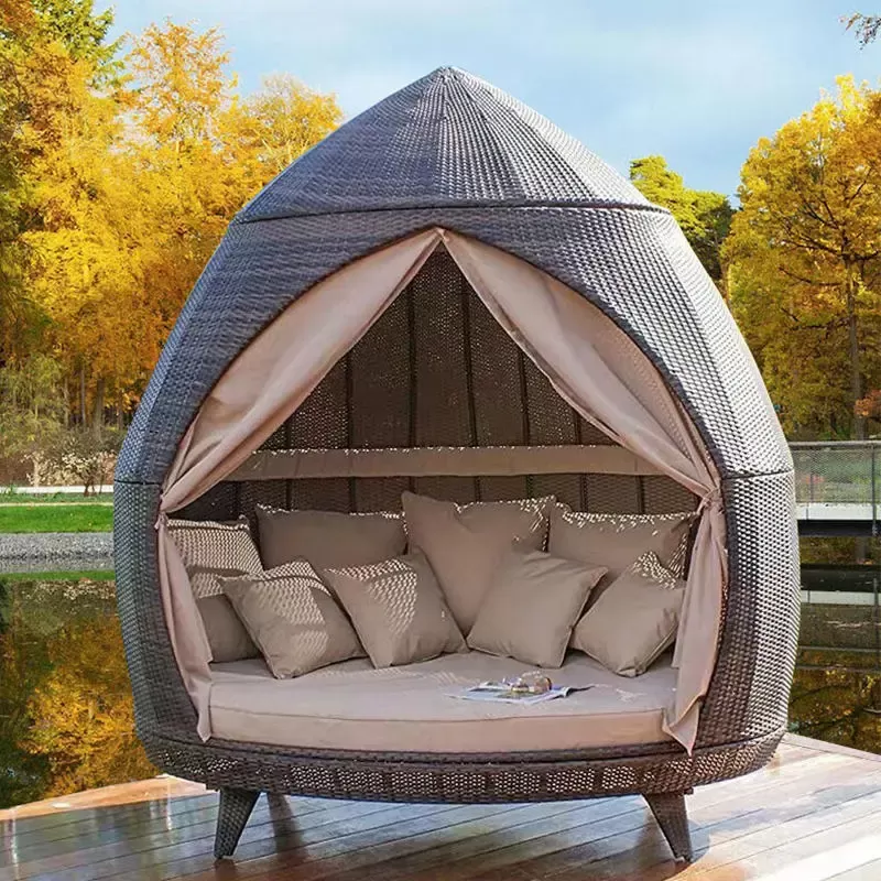 Outdoor Wicker Lounger Sofa Bed