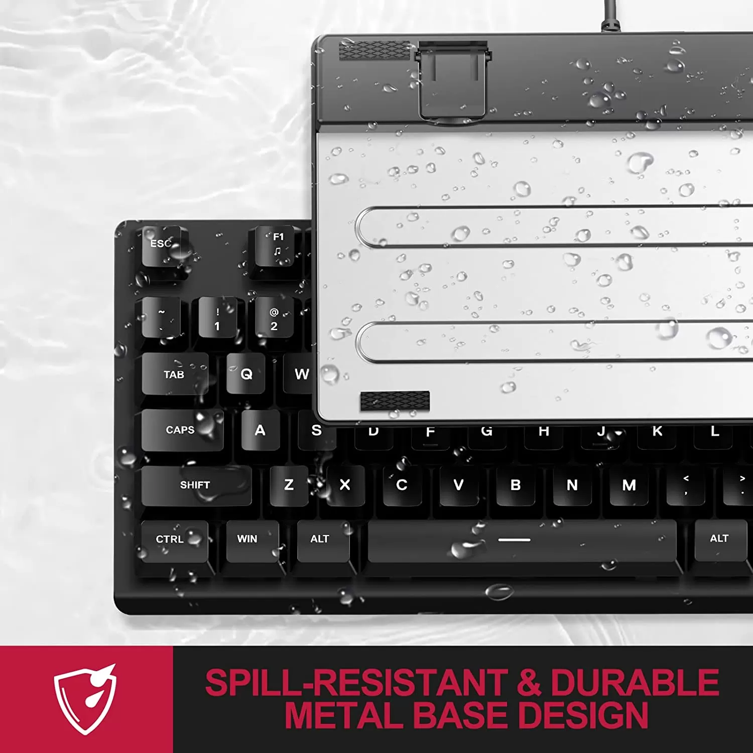 NPET K10 Wired Gaming Keyboard, LED Backlit, Spill-Resistant Design, Multimedia Keys, Quiet Silent USB Membrane Keyboard for Desktop, Computer, PC (Black)