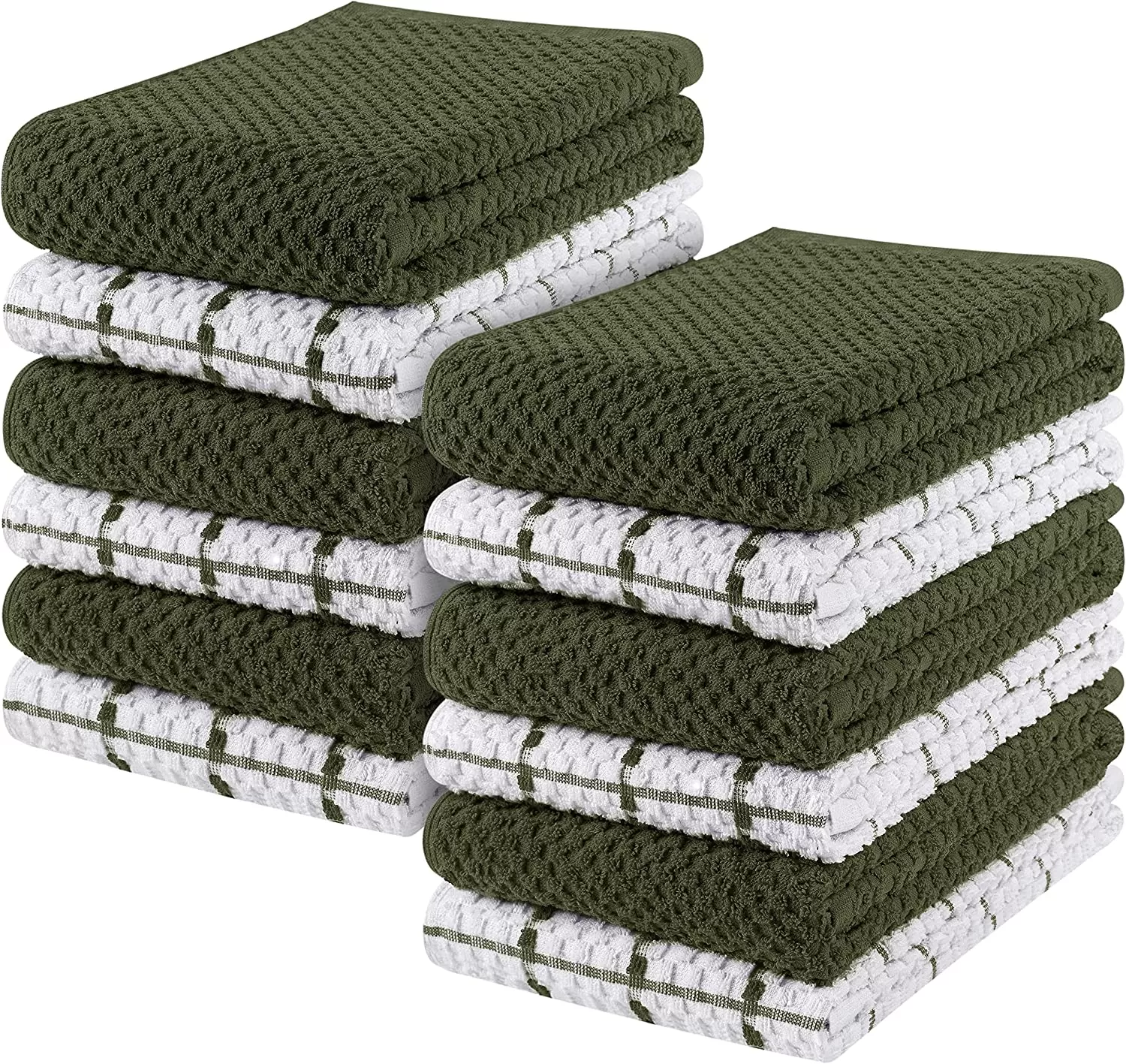 Kitchen Towels 12 Pack, 15 x 25 Inches, 100% Ring Spun Cotton Super Soft and Absorbent Linen Dish Towels, Tea Towels and Bar Towels Set (Black)
