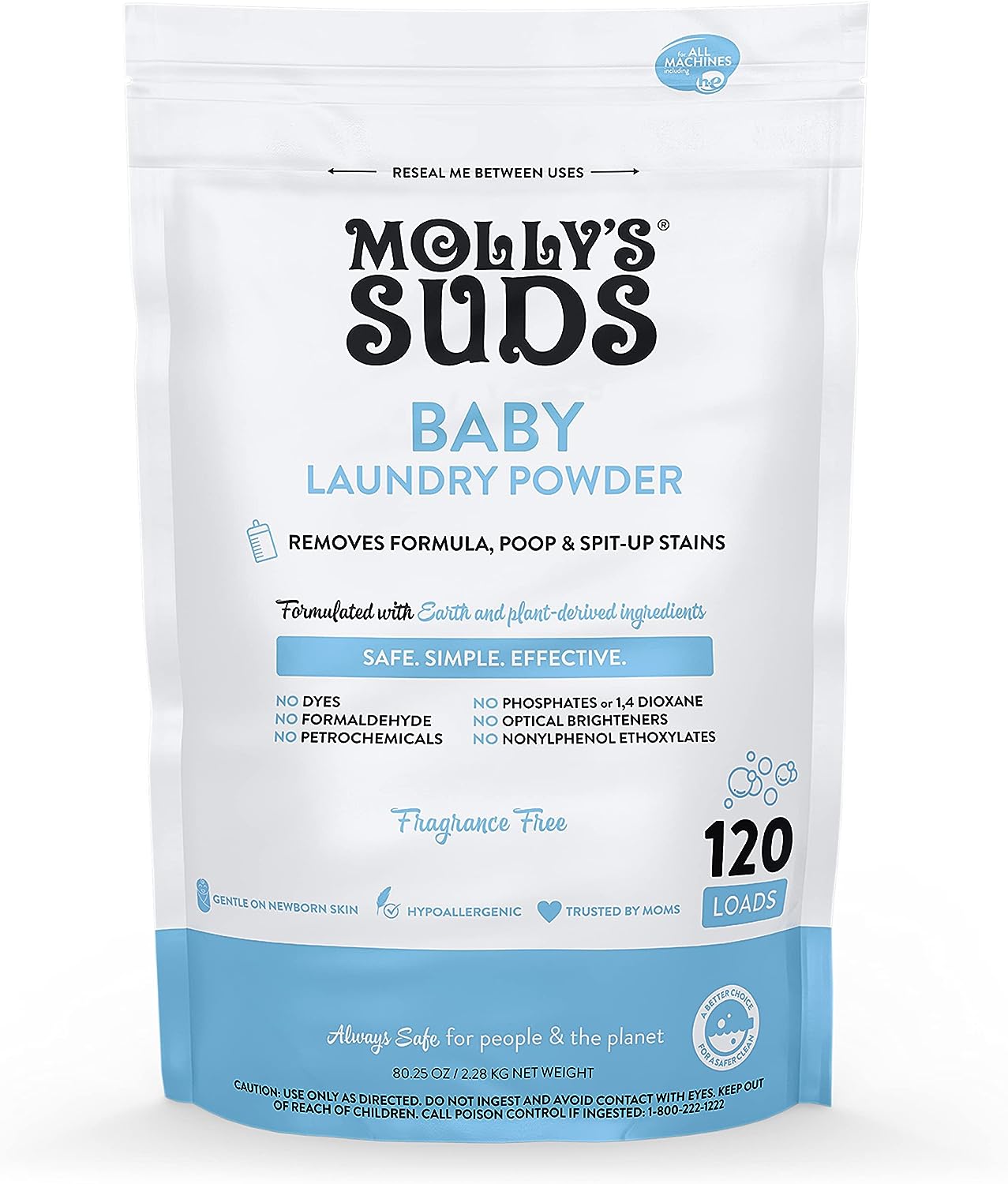 Molly's Suds Original Laundry Detergent Powder | Natural Laundry Detergent Powder for Sensitive Skin | Earth-Derived Ingredients, Stain Fighting | 120 Loads (Citrus Grove)
