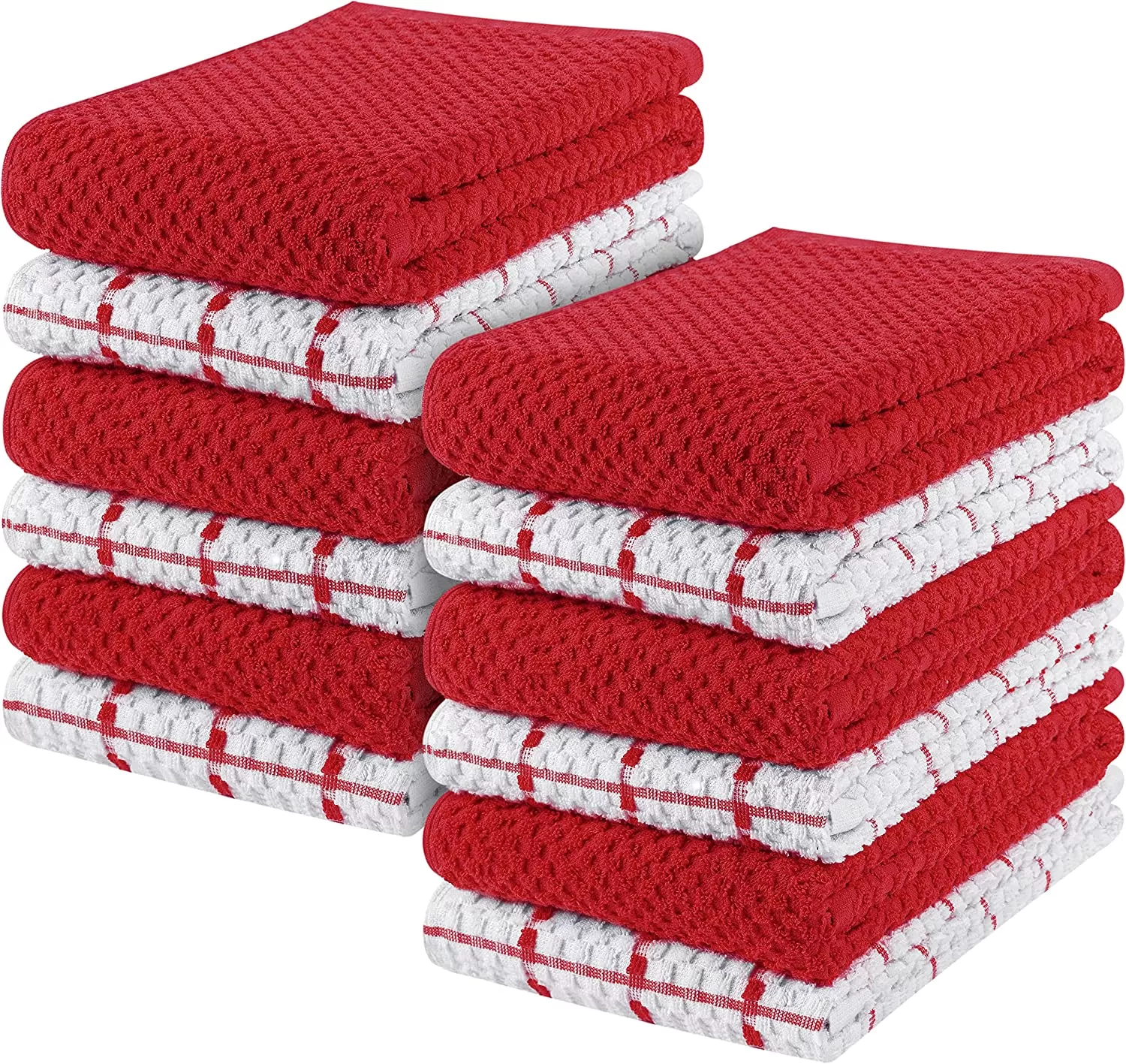 Kitchen Towels 12 Pack, 15 x 25 Inches, 100% Ring Spun Cotton Super Soft and Absorbent Linen Dish Towels, Tea Towels and Bar Towels Set (Black)