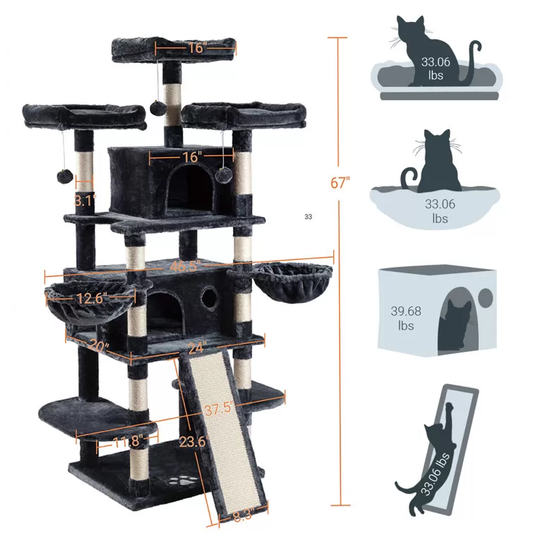 Lima Pet Heavy Duty 68 Inch Multi-Level Cat Tree