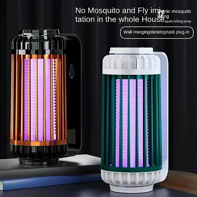 Mosquito Trap Electric USB Portable Silent Killer Lamp Electric Bug Zapper Inhalation Mosquito Killer Lamp Household Outdoor Rechargeable Mosquito Trap Wall Mountable Desktop Friendly