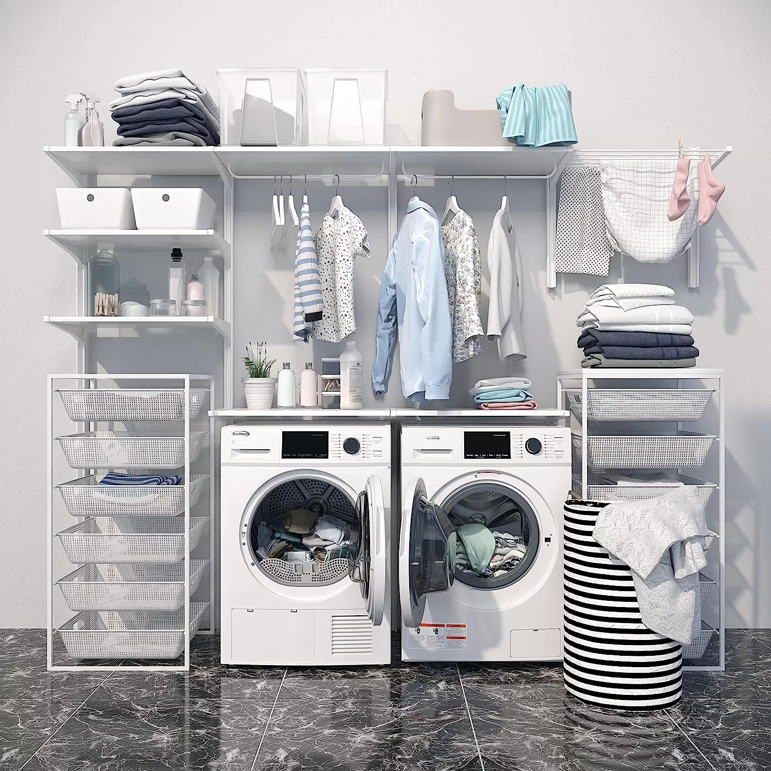 KoolMore FLW-3CWH Front Load Machine, 2.7 Cu. Ft, Space Saving Unit with 20-Minute Quick, 12 Washing Cycles, Quiet Inverter Motor [120V],