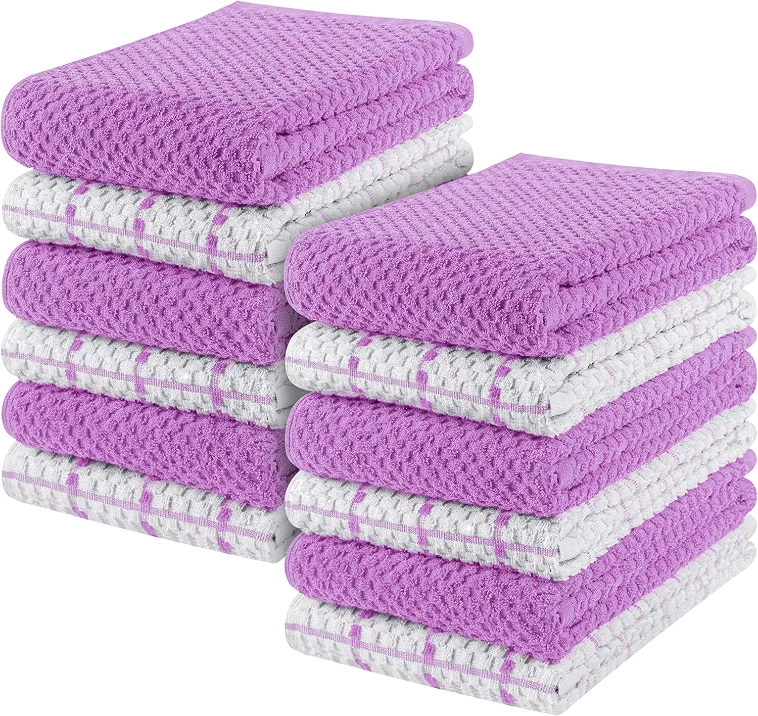 Kitchen Towels 12 Pack, 15 x 25 Inches, 100% Ring Spun Cotton Super Soft and Absorbent Linen Dish Towels, Tea Towels and Bar Towels Set (Black)