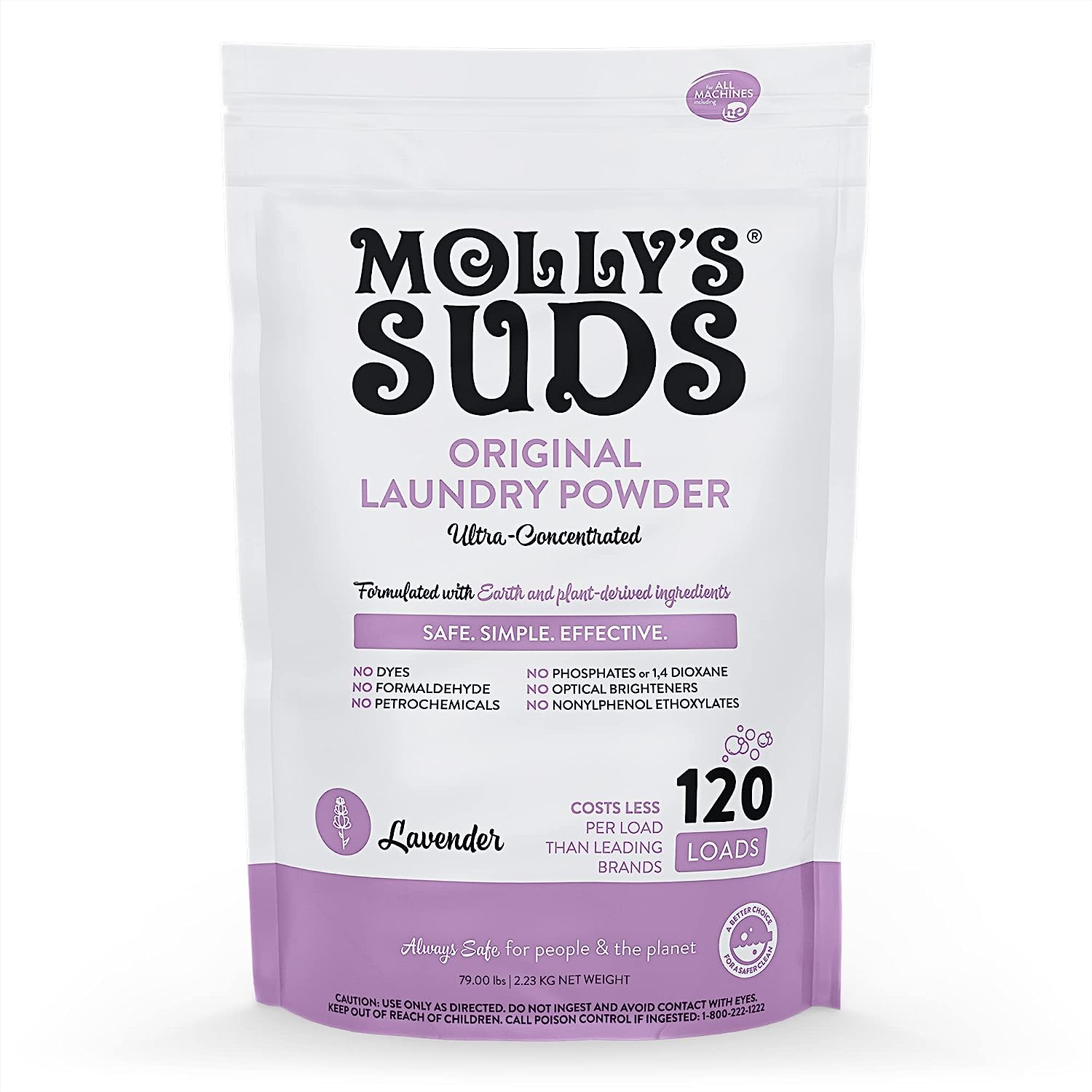 Molly's Suds Original Laundry Detergent Powder | Natural Laundry Detergent Powder for Sensitive Skin | Earth-Derived Ingredients, Stain Fighting | 120 Loads (Citrus Grove)