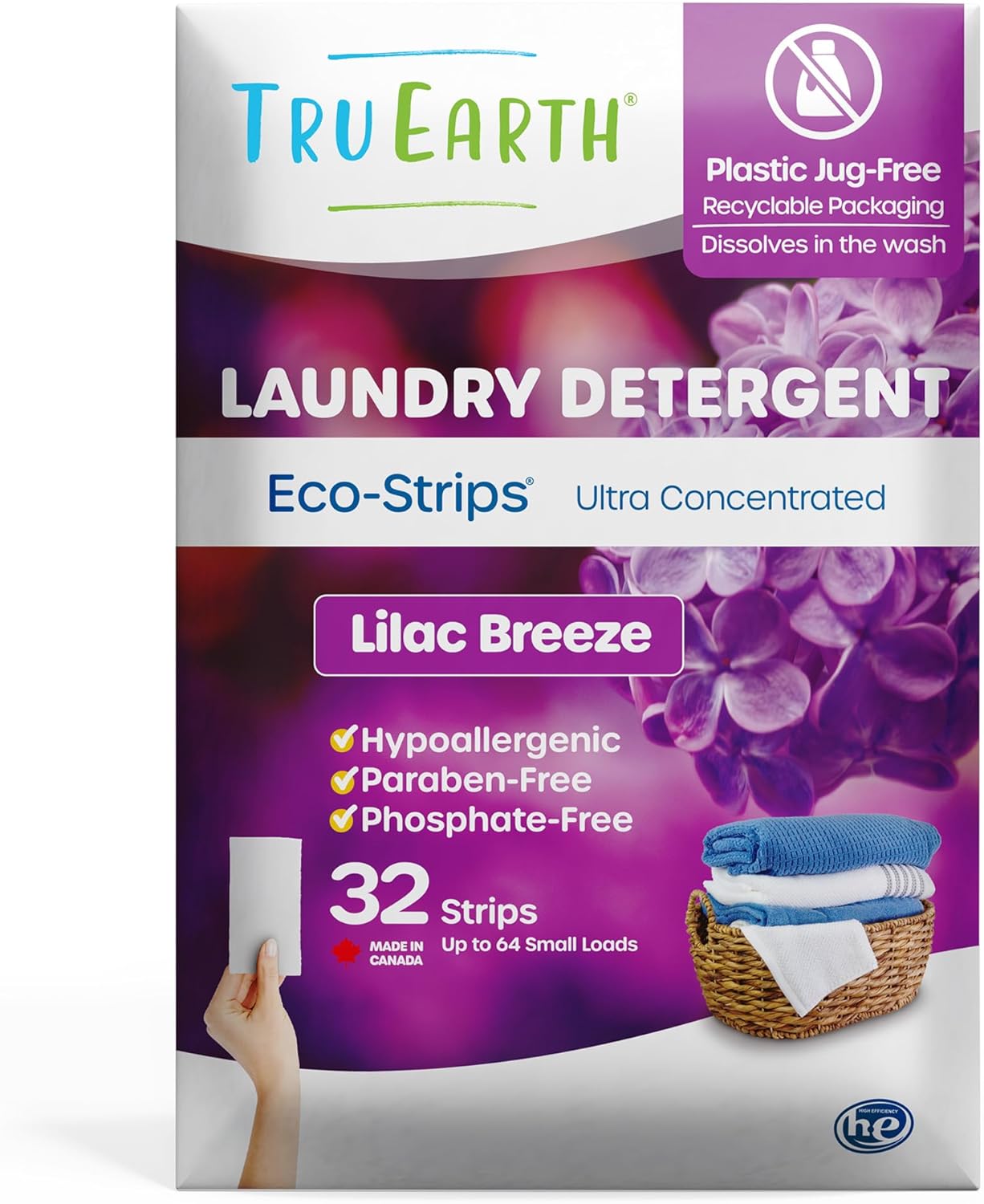 Tru Earth Compact Dry Laundry Detergent Sheets - Up to 128 Loads (64 Sheets) - Paraben-Free, Plastic-Free - Original Eco-Strip Liquidless Laundry Detergent, Travel Laundry Sheets - Fresh Linen