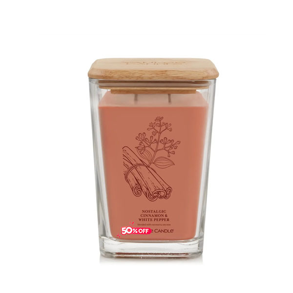 Nostalgic Cinnamon & White Pepper Large Square Candle