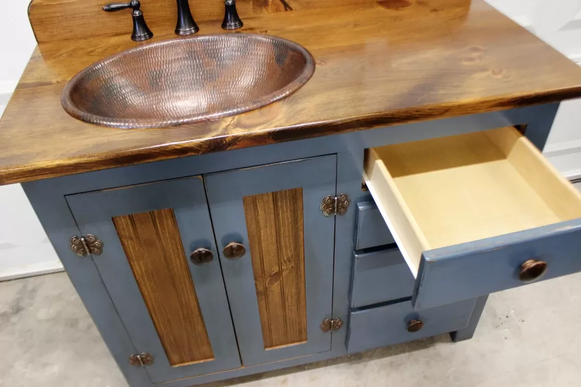 Rustic Farmhouse Vanity - Copper Sink - 42