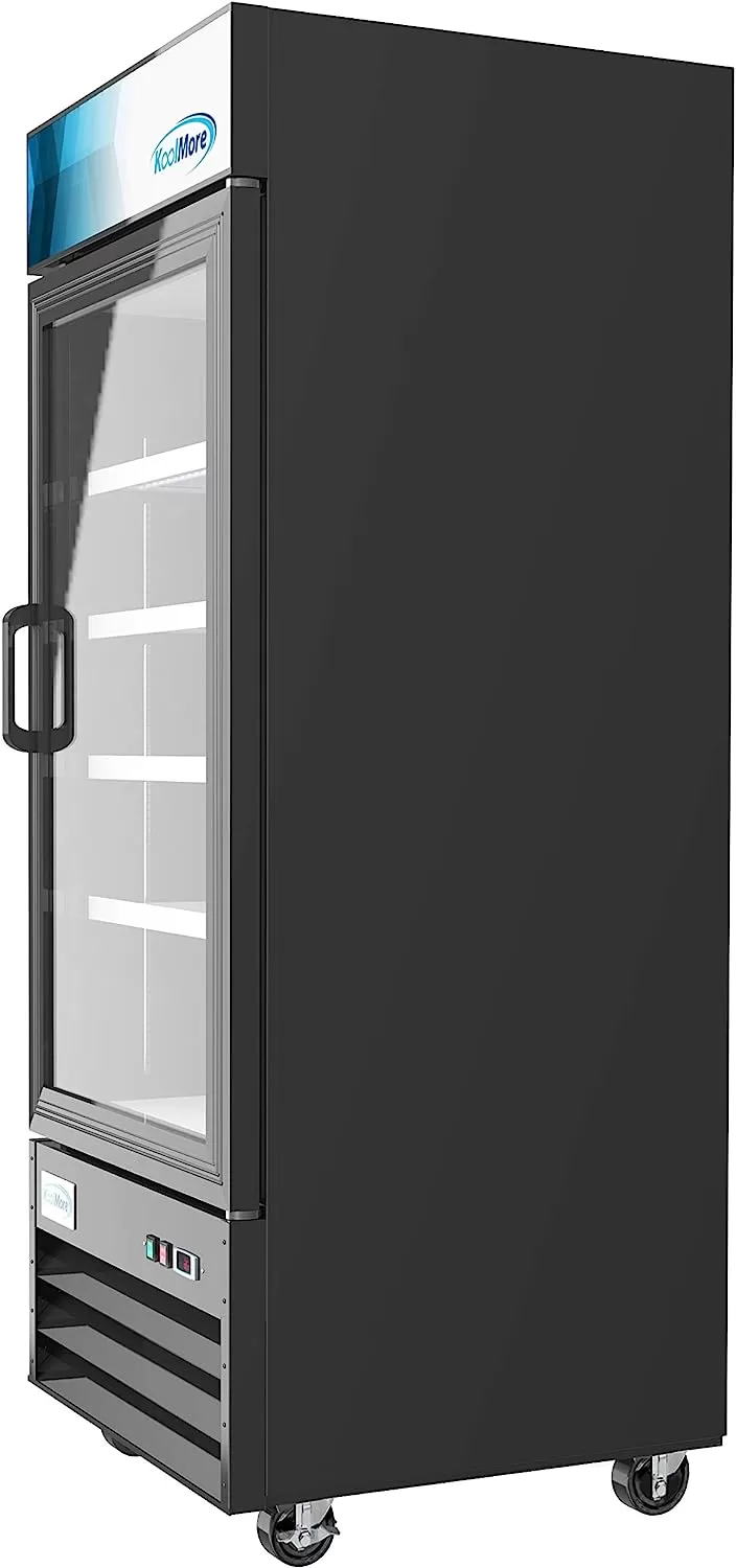 KoolMore Commercial One Glass Door Display Upright Beverage Refrigerator Cooler Merchandiser - 12 Cu. Ft [Black] (MDR-1GD-12C)