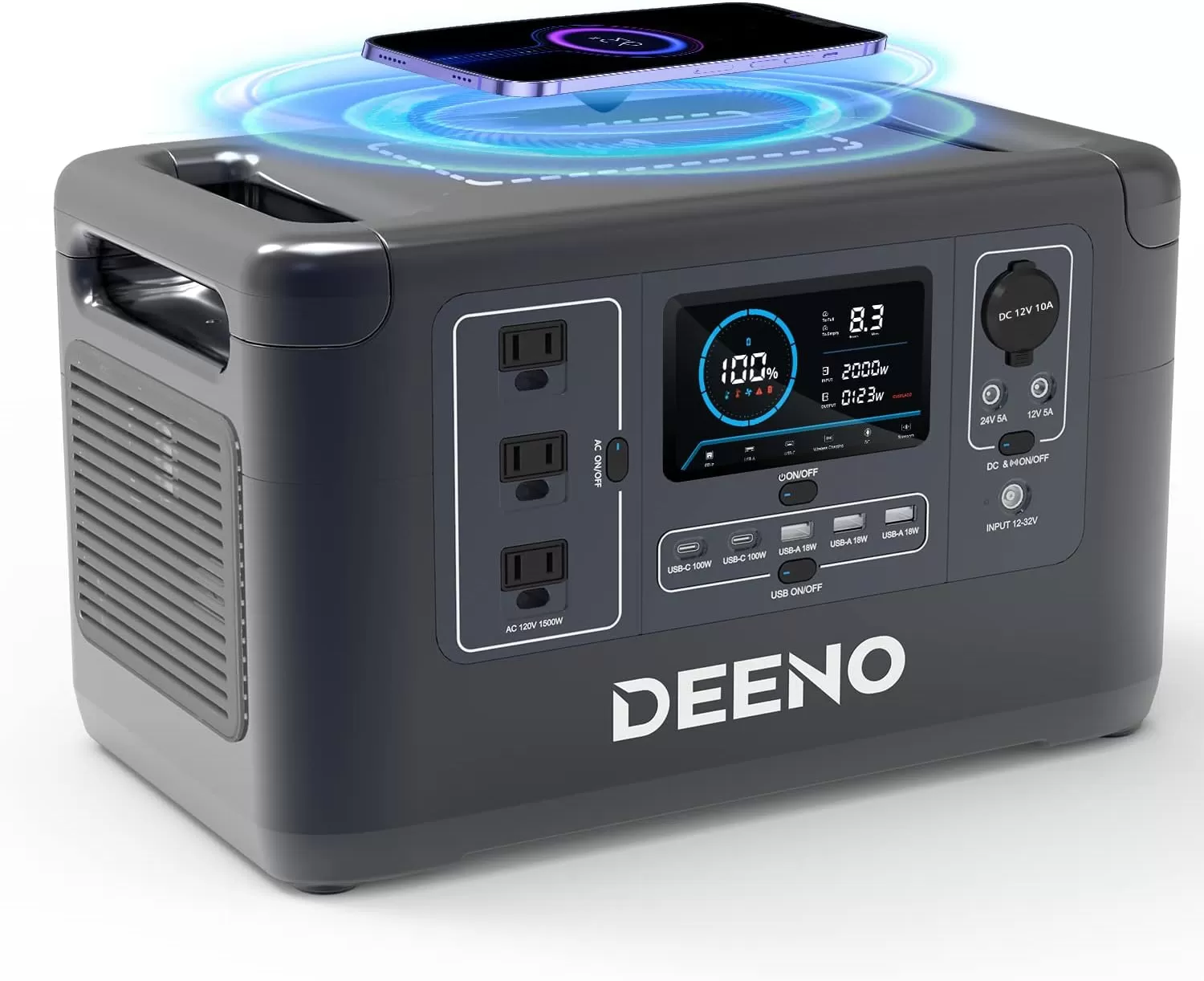 DEENO Portable Power Station X1500, 1036Wh LiFePO4 (LFP) Battery, 1500W(Peak 3000W) Solar Generator (Solar Panel Optional) for Outdoor Camping RVs Home Use Emergency Travel