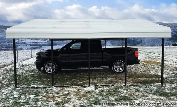20′ x 20′, Eggshell Carports,Carport with Galvanized Steel Roof Panels