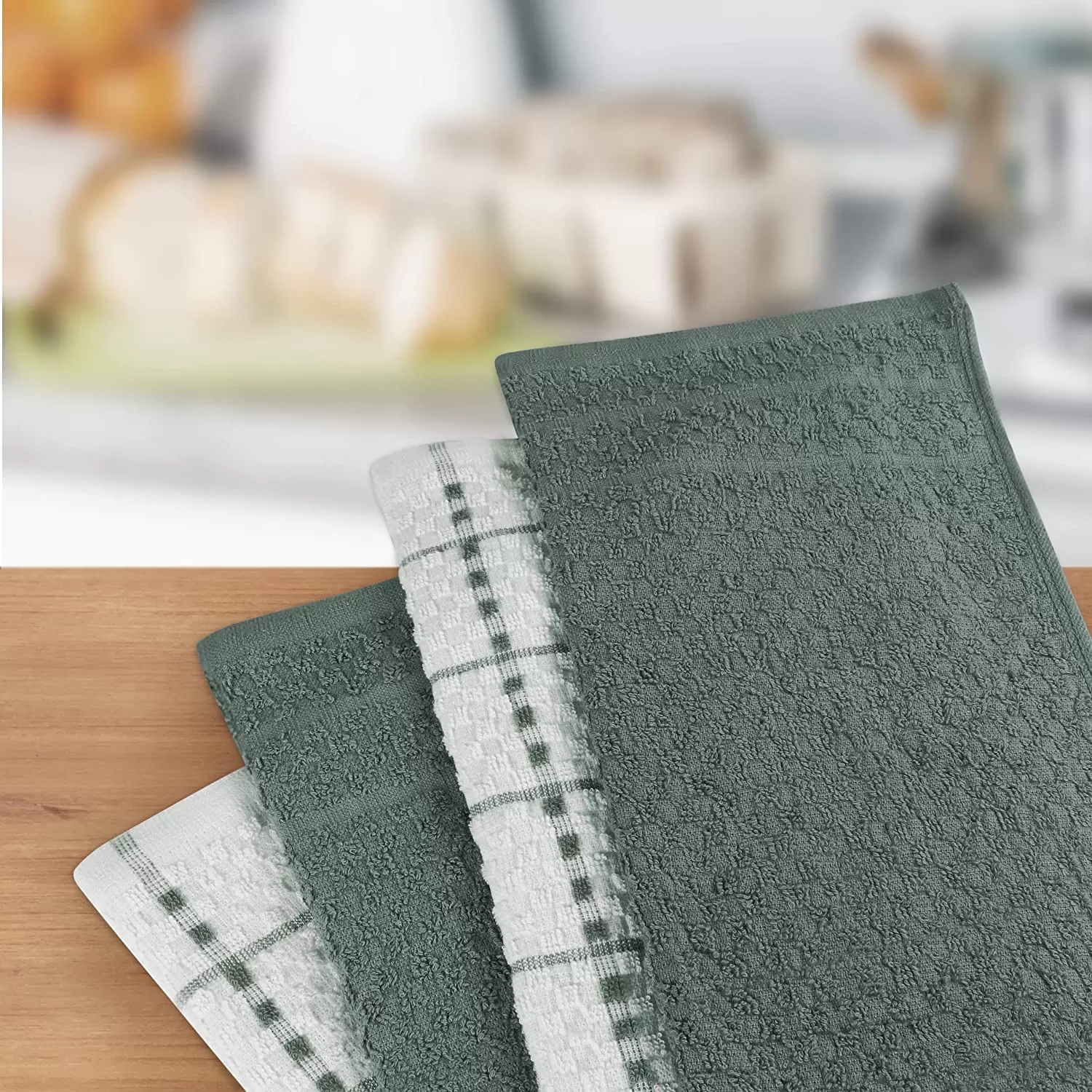Kitchen Towels 12 Pack, 15 x 25 Inches, 100% Ring Spun Cotton Super Soft and Absorbent Linen Dish Towels, Tea Towels and Bar Towels Set (Black)