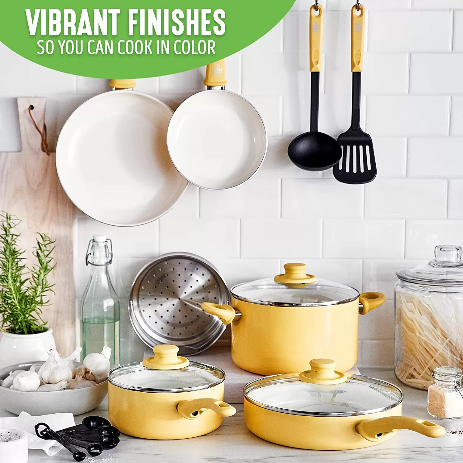 Healthy Ceramic Nonstick, 16 Piece Cookware Pots
