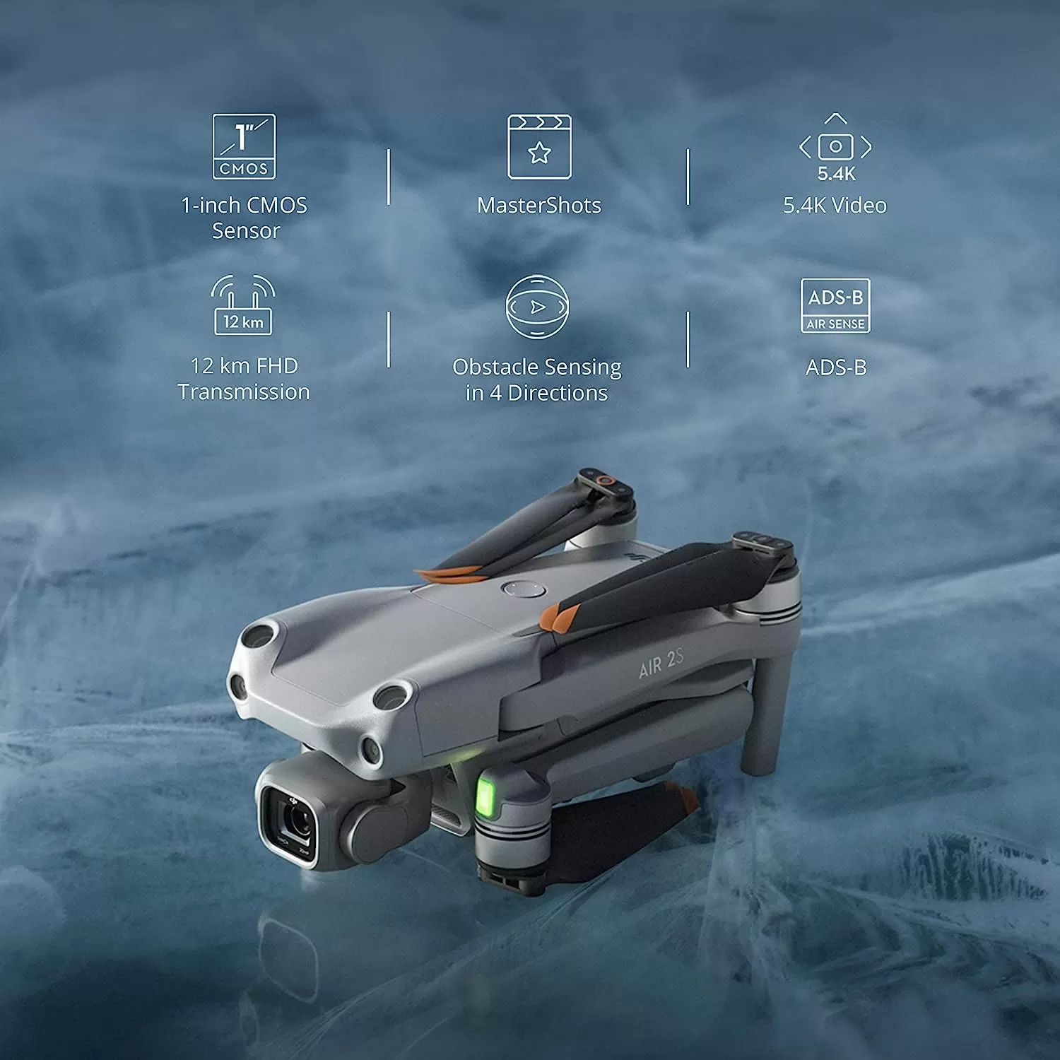 DJI Air 2S - Drone Quadcopter UAV with 3-Axis Gimbal Camera, 5.4K Video, 1-Inch CMOS Sensor, 4 Directions of Obstacle Sensing, 31-Min Flight Time, Max 7.5-Mile Video Transmission, MasterShots, Gray (Renewed)