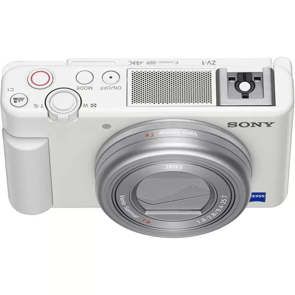 Sony ZV-1 Digital Camera | White with 64GB Card + Case + Flash + Battery & Charger + Tripod + Kit