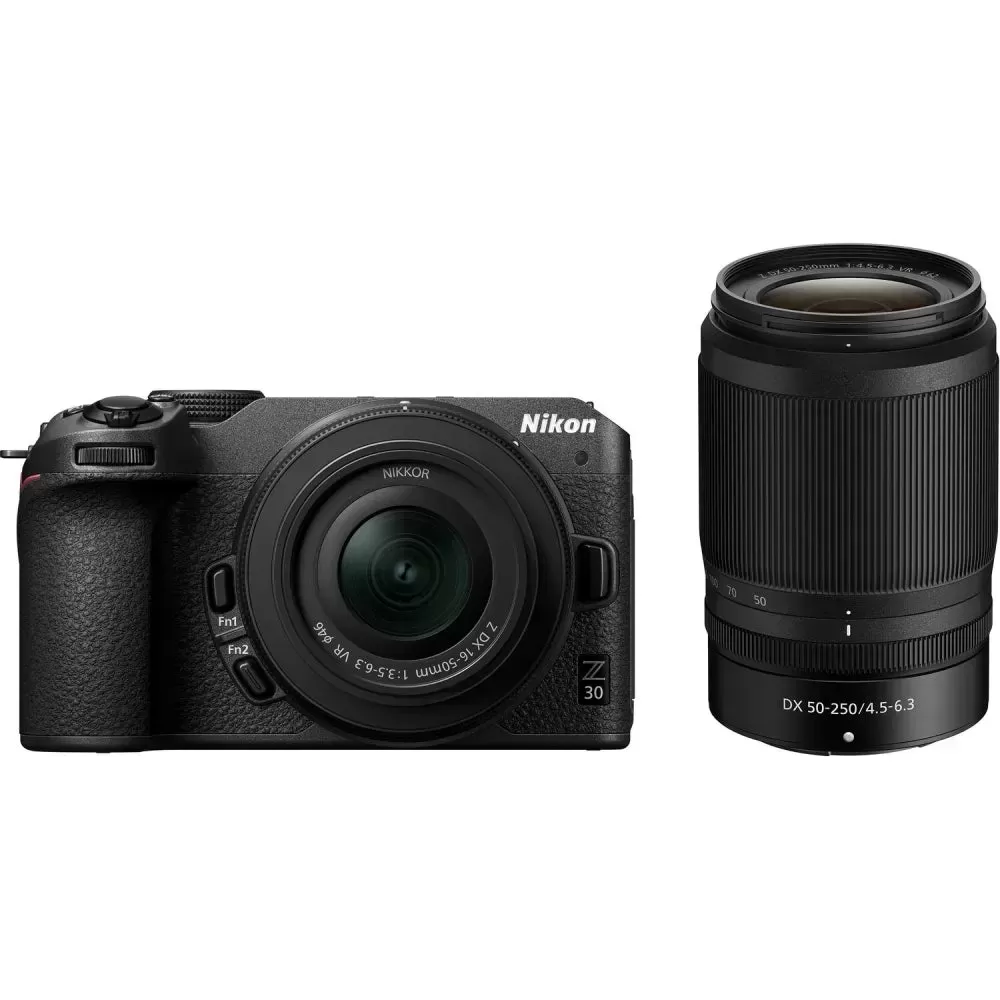 Nikon Z30 Mirrorless Camera | 16-50mm and 50-250mm Lenses + 64GB  Memory Card + Vivitar Camera Case + Precision Design 5-Piece Camera & Lens Cleaning Kit  + Precision Design Camera Light with Bracket + Striker 3 Section Tripod w/Case + 3-Piece Filter