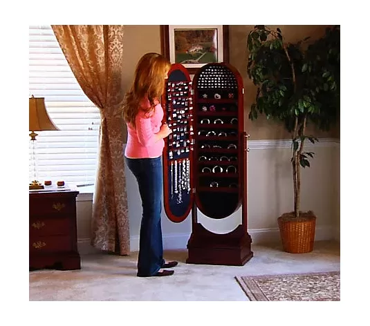 💥Clearance Sale - Gold & Silver Safekeeper Oval Spinning Jewelry Cabinet