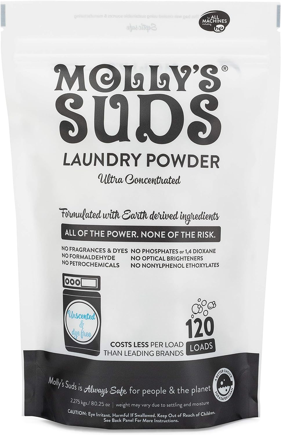 Molly's Suds Original Laundry Detergent Powder | Natural Laundry Detergent Powder for Sensitive Skin | Earth-Derived Ingredients, Stain Fighting | 120 Loads (Citrus Grove)