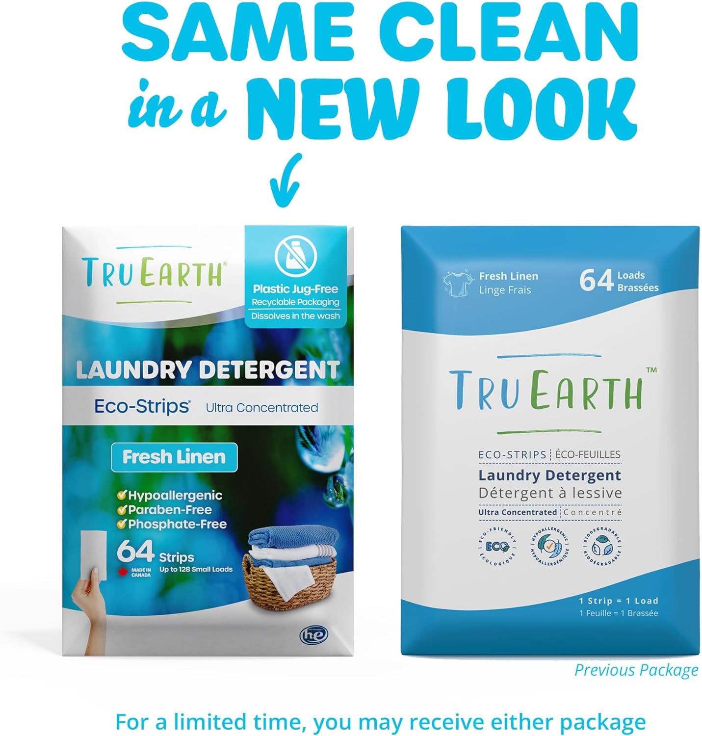 Tru Earth Compact Dry Laundry Detergent Sheets - Up to 128 Loads (64 Sheets) - Paraben-Free, Plastic-Free - Original Eco-Strip Liquidless Laundry Detergent, Travel Laundry Sheets - Fresh Linen