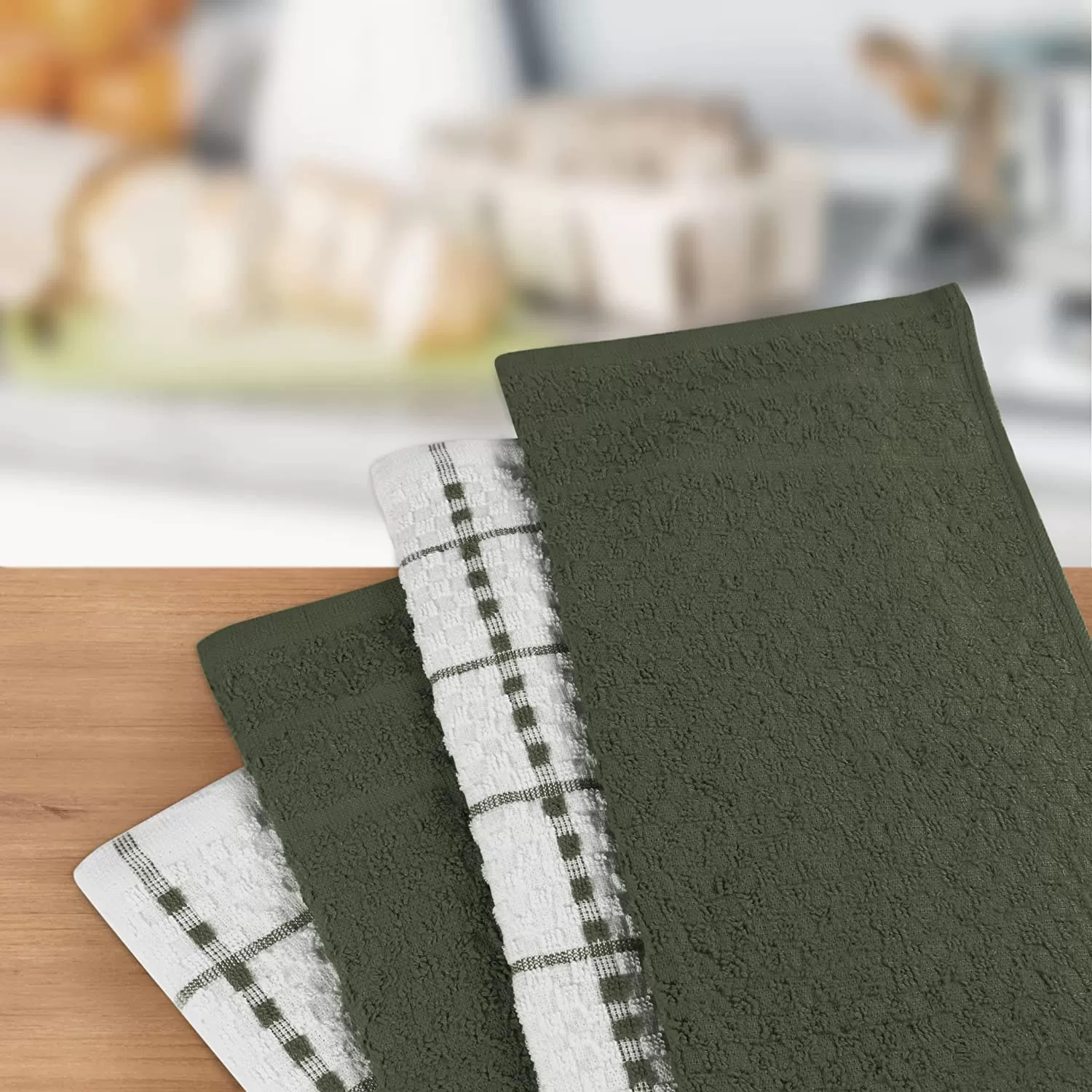 Kitchen Towels 12 Pack, 15 x 25 Inches, 100% Ring Spun Cotton Super Soft and Absorbent Linen Dish Towels, Tea Towels and Bar Towels Set (Black)