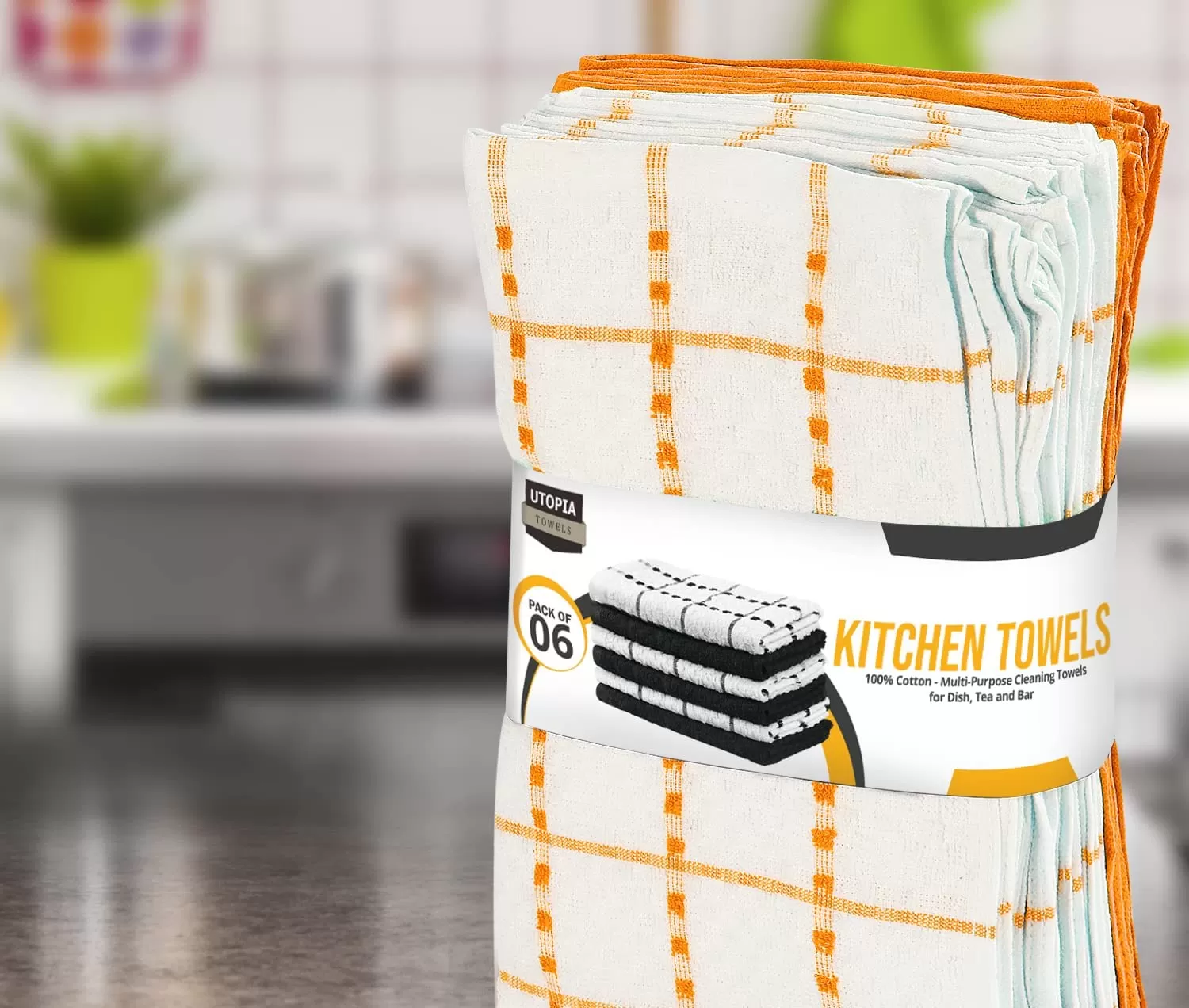 Kitchen Towels 12 Pack, 15 x 25 Inches, 100% Ring Spun Cotton Super Soft and Absorbent Linen Dish Towels, Tea Towels and Bar Towels Set (Black)