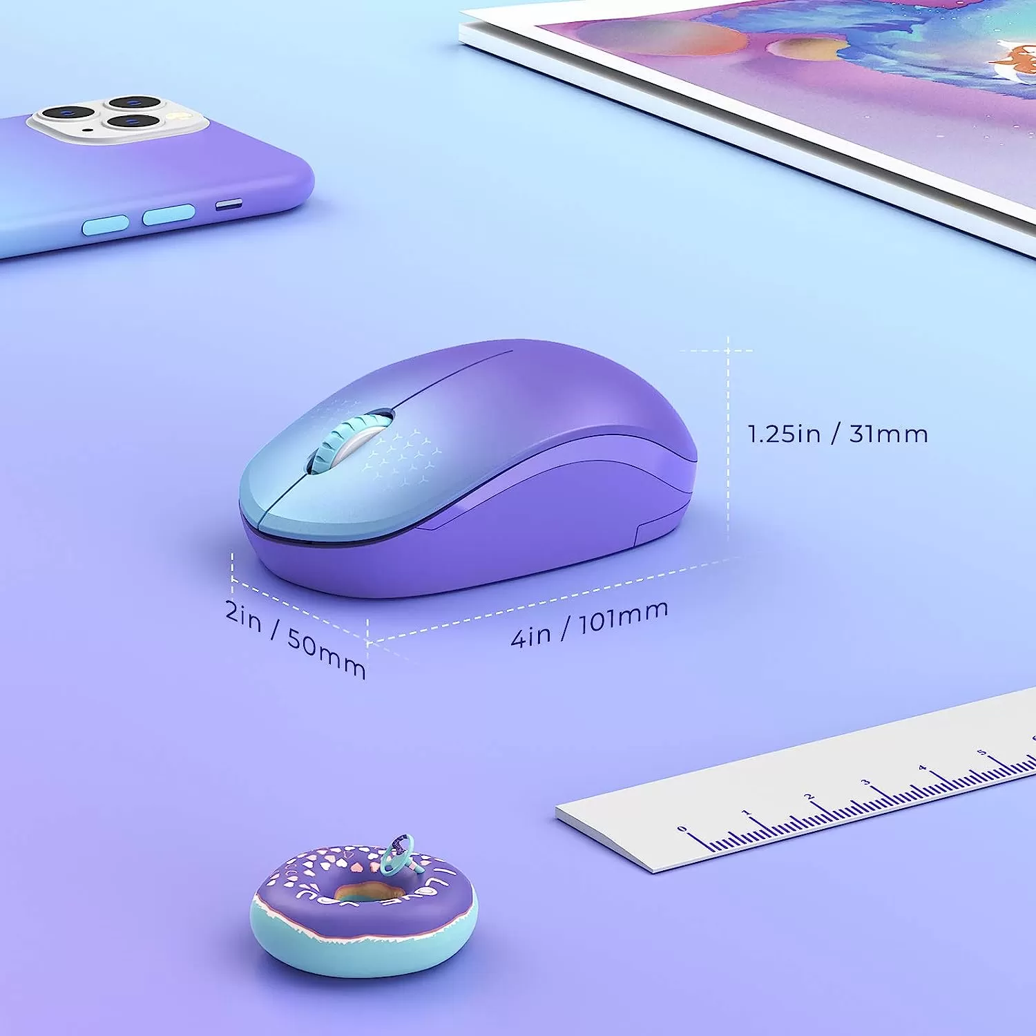 seenda Wireless Mouse, 2.4G Noiseless Mouse with USB Receiver - Portable Computer Mice for PC, Tablet, Laptop with Windows System - Mint Green