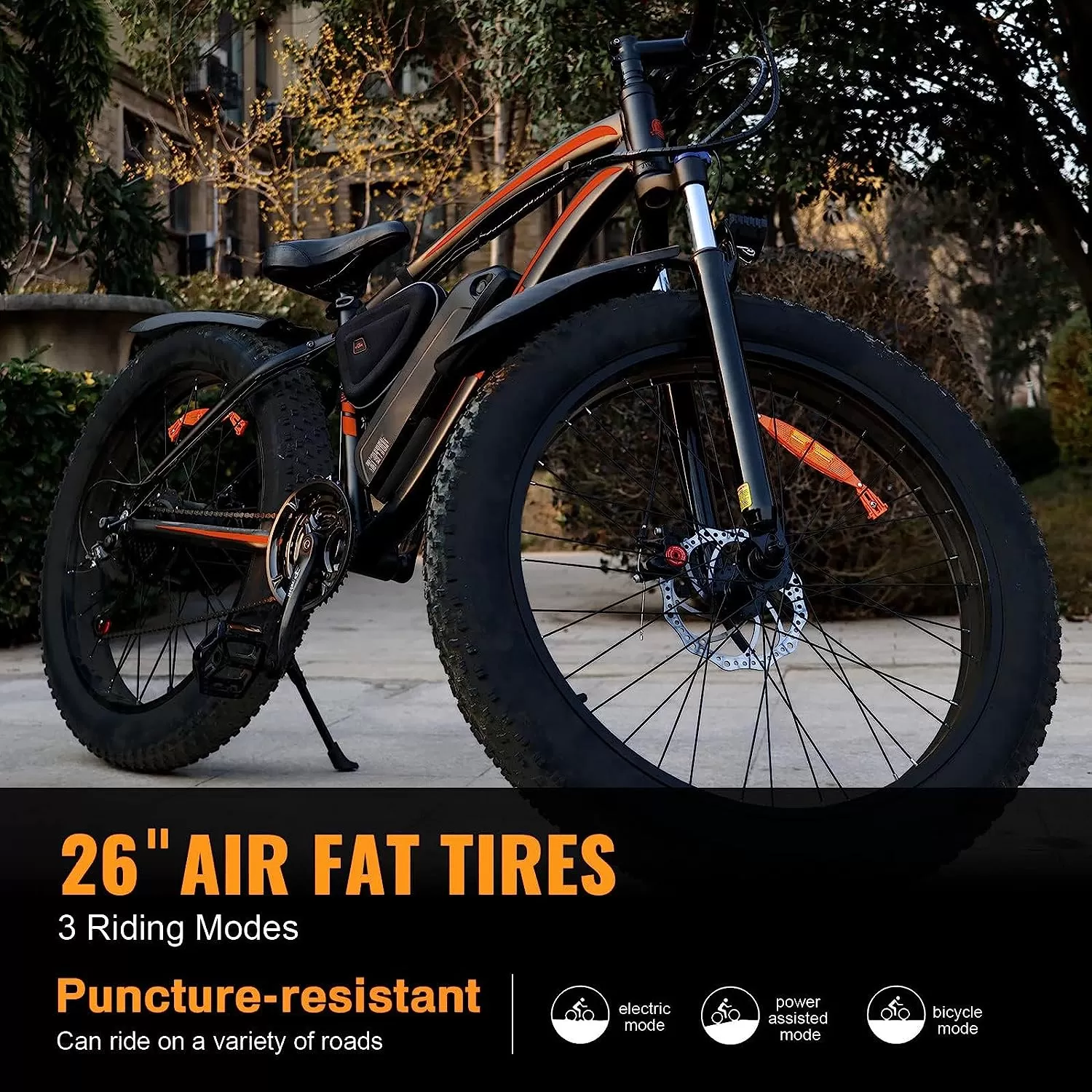 BFISPORT EB26 Electric Bike for Adults 750W/Peak 1000W Electric Bicycle 48V 15AH LG Battery Electric Bike 26