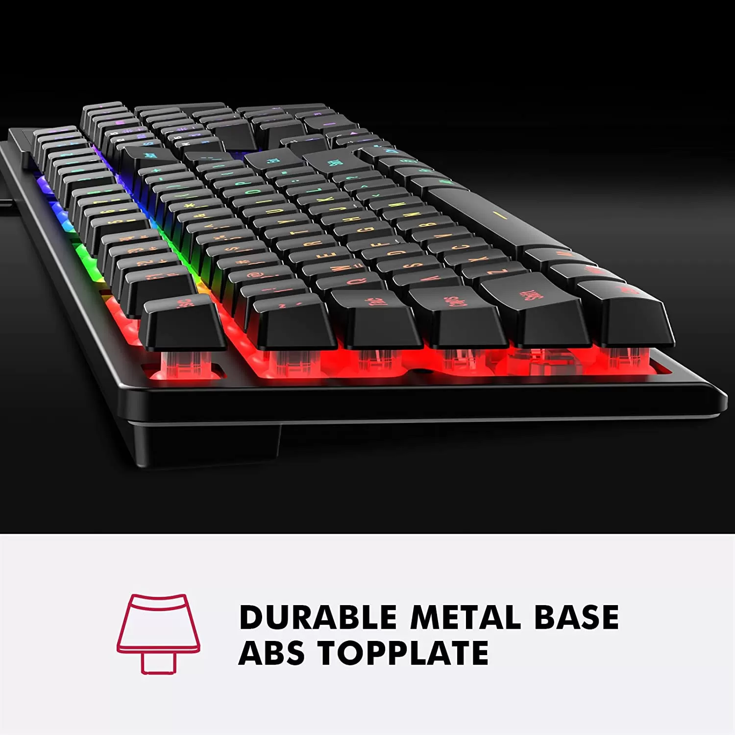 NPET K10 Wired Gaming Keyboard, LED Backlit, Spill-Resistant Design, Multimedia Keys, Quiet Silent USB Membrane Keyboard for Desktop, Computer, PC (Black)