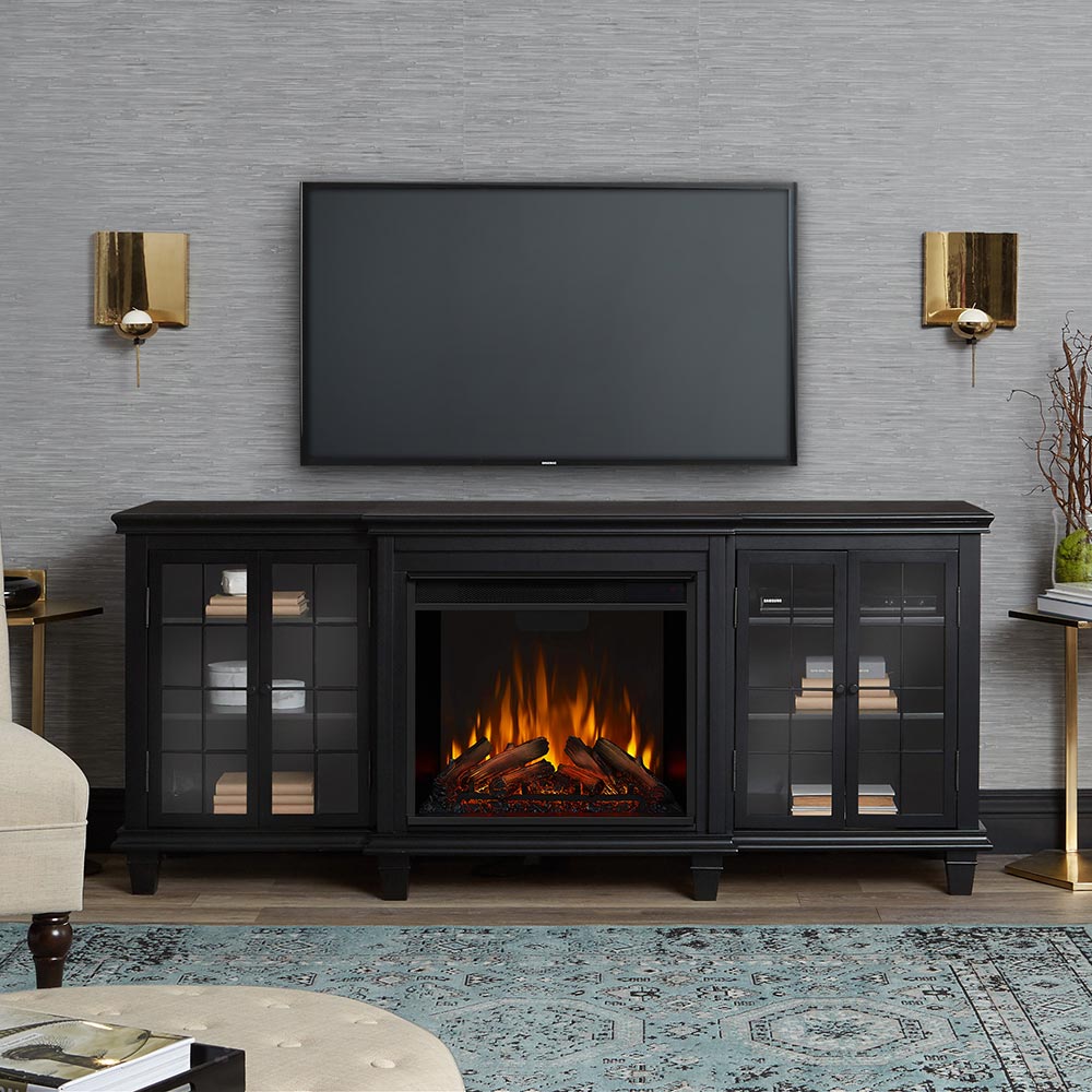 Marlowe Electric Fireplace Entertainment Center in Black