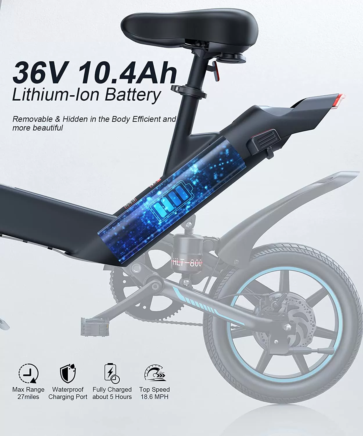 Sailnovo Electric Bike, Electric Bicycle with 18.5mph Electric Bikes for Adults Teens E Bike with Pedals, 14