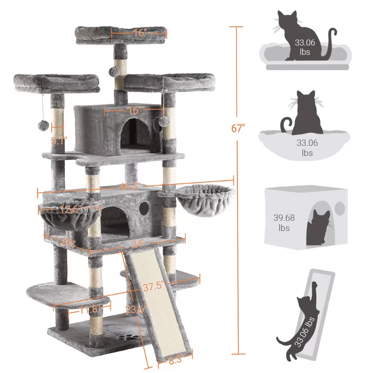 Lima Pet Heavy Duty 68 Inch Multi-Level Cat Tree