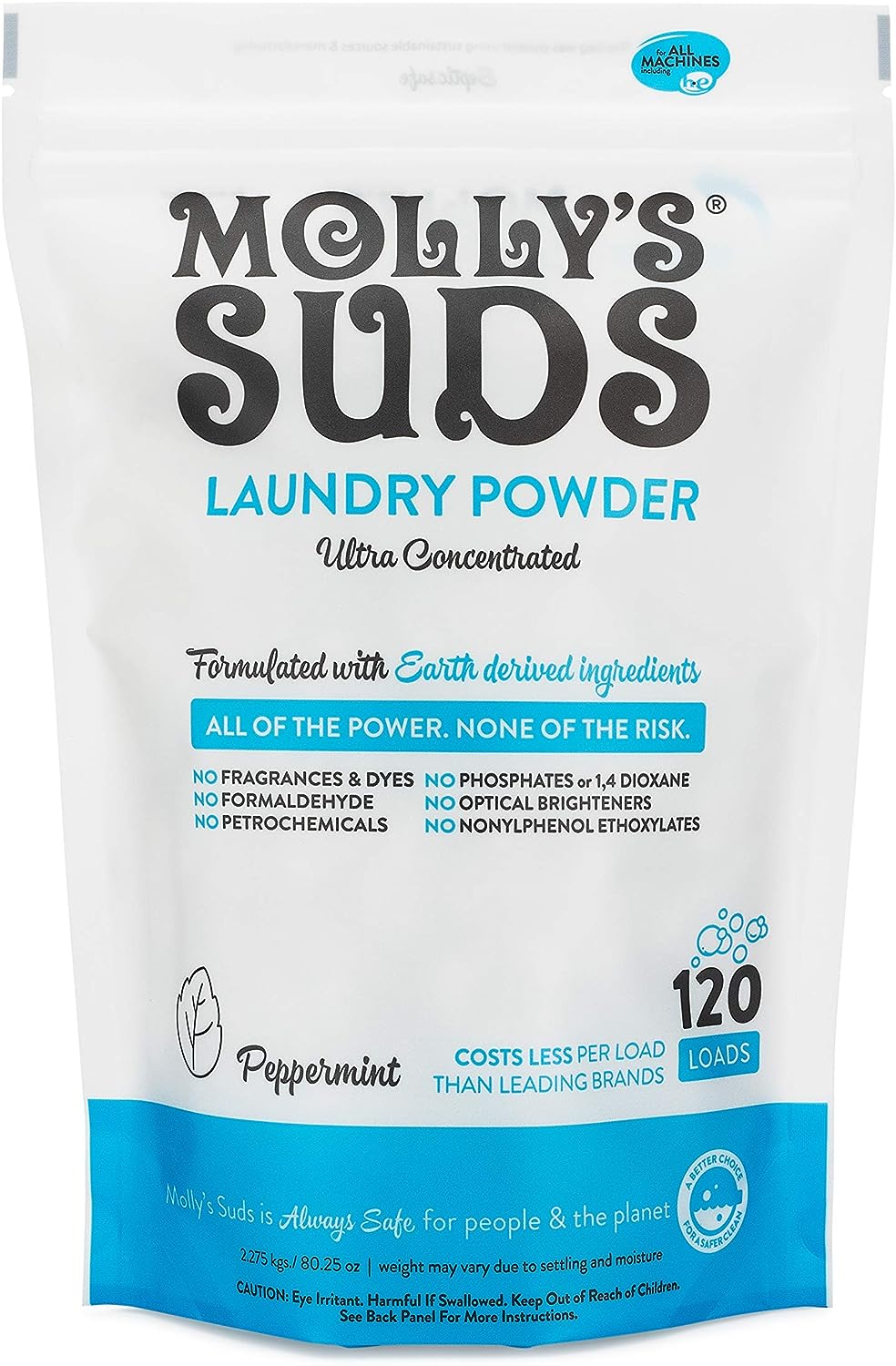 Molly's Suds Original Laundry Detergent Powder | Natural Laundry Detergent Powder for Sensitive Skin | Earth-Derived Ingredients, Stain Fighting | 120 Loads (Citrus Grove)