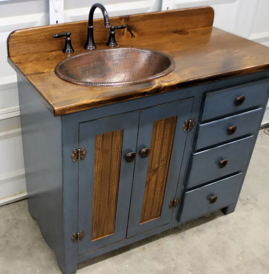 Rustic Farmhouse Vanity - Copper Sink - 42