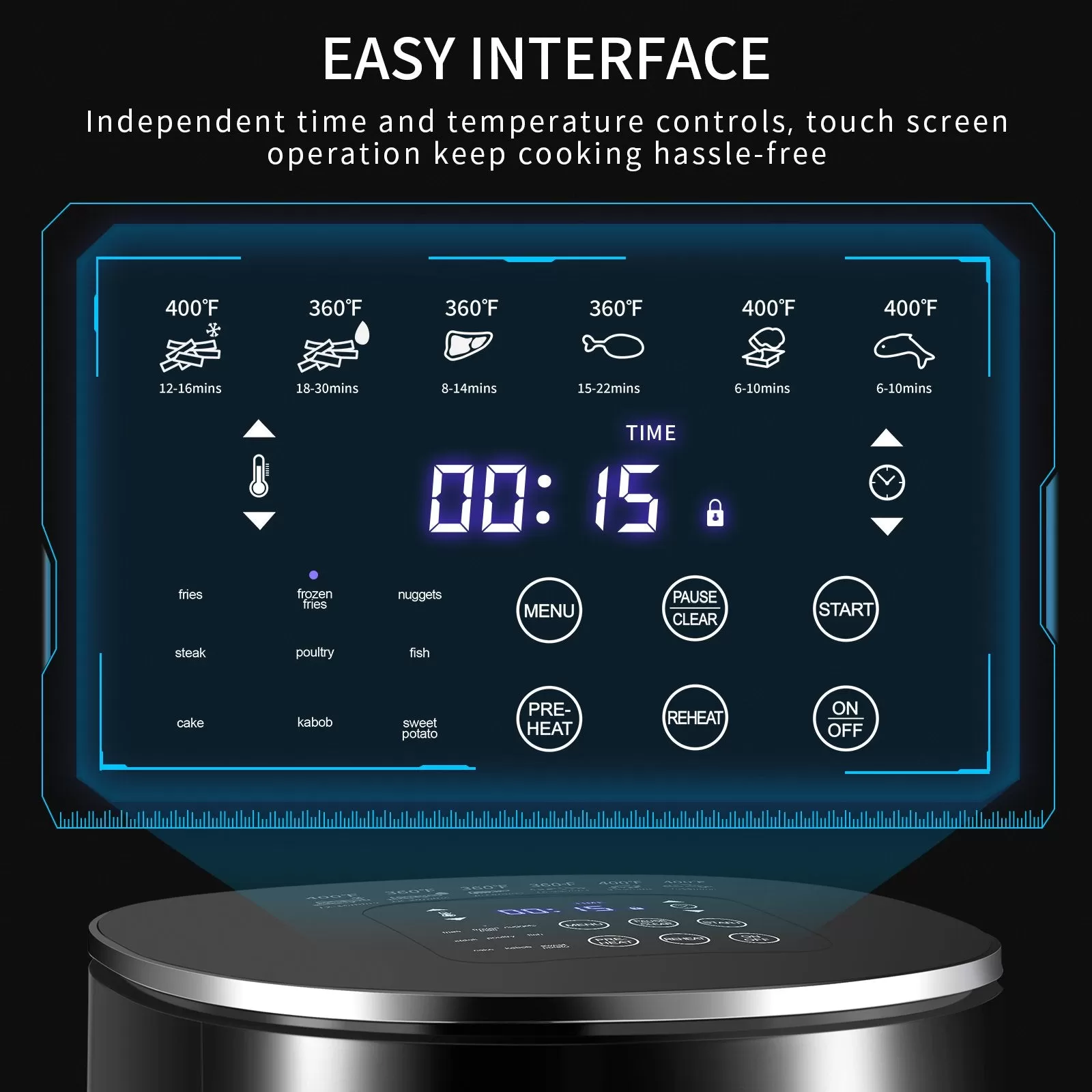 Hercu Air Fryer with 9 Presets