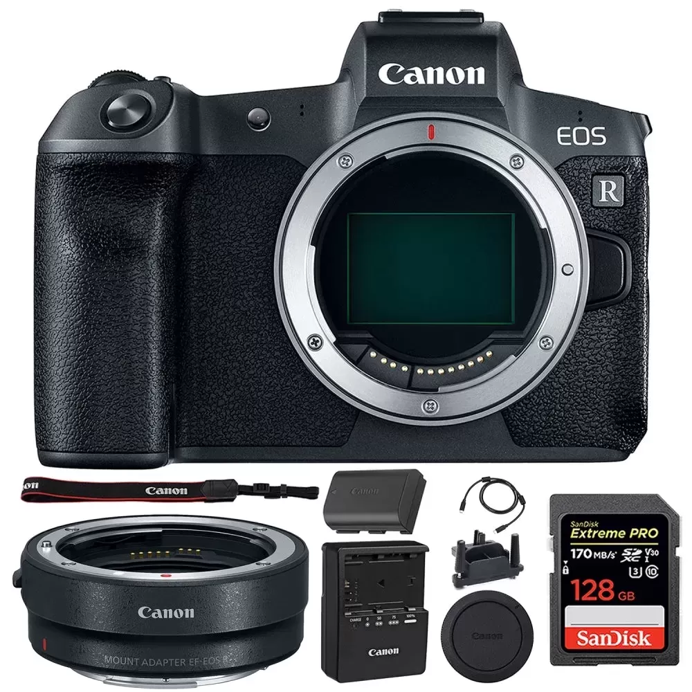 Canon EOS R Mirrorless Digital Camera | Body Only + Mount Adapter + 128GB Memory Card Bundle