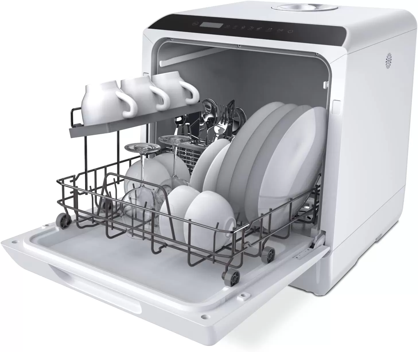 Hermitlux Countertop Dishwasher, 5 Washing Programs Portable Dishwasher With 5-Liter Built-in Water Tank, No Hookup Needed