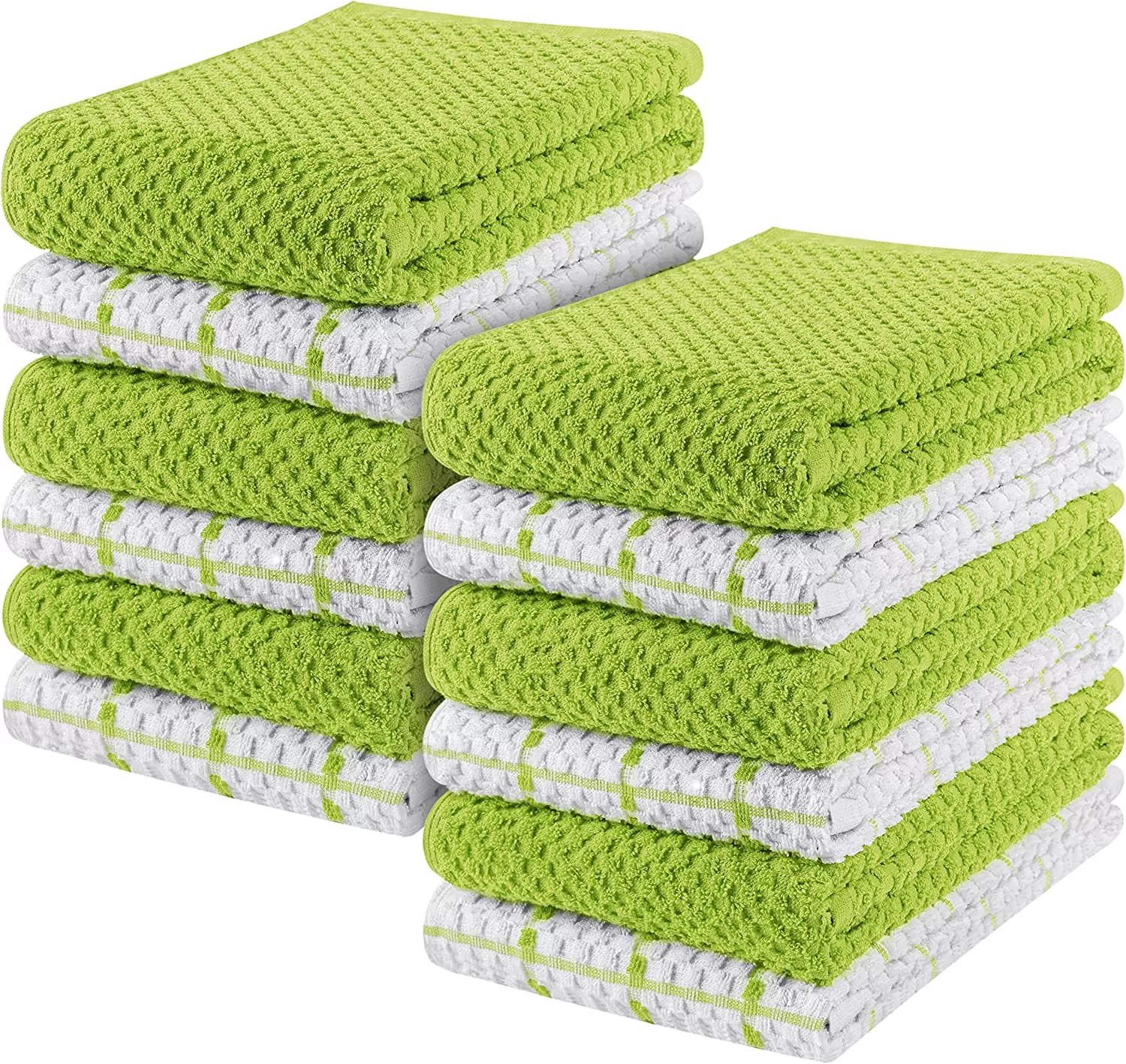 Kitchen Towels 12 Pack, 15 x 25 Inches, 100% Ring Spun Cotton Super Soft and Absorbent Linen Dish Towels, Tea Towels and Bar Towels Set (Black)