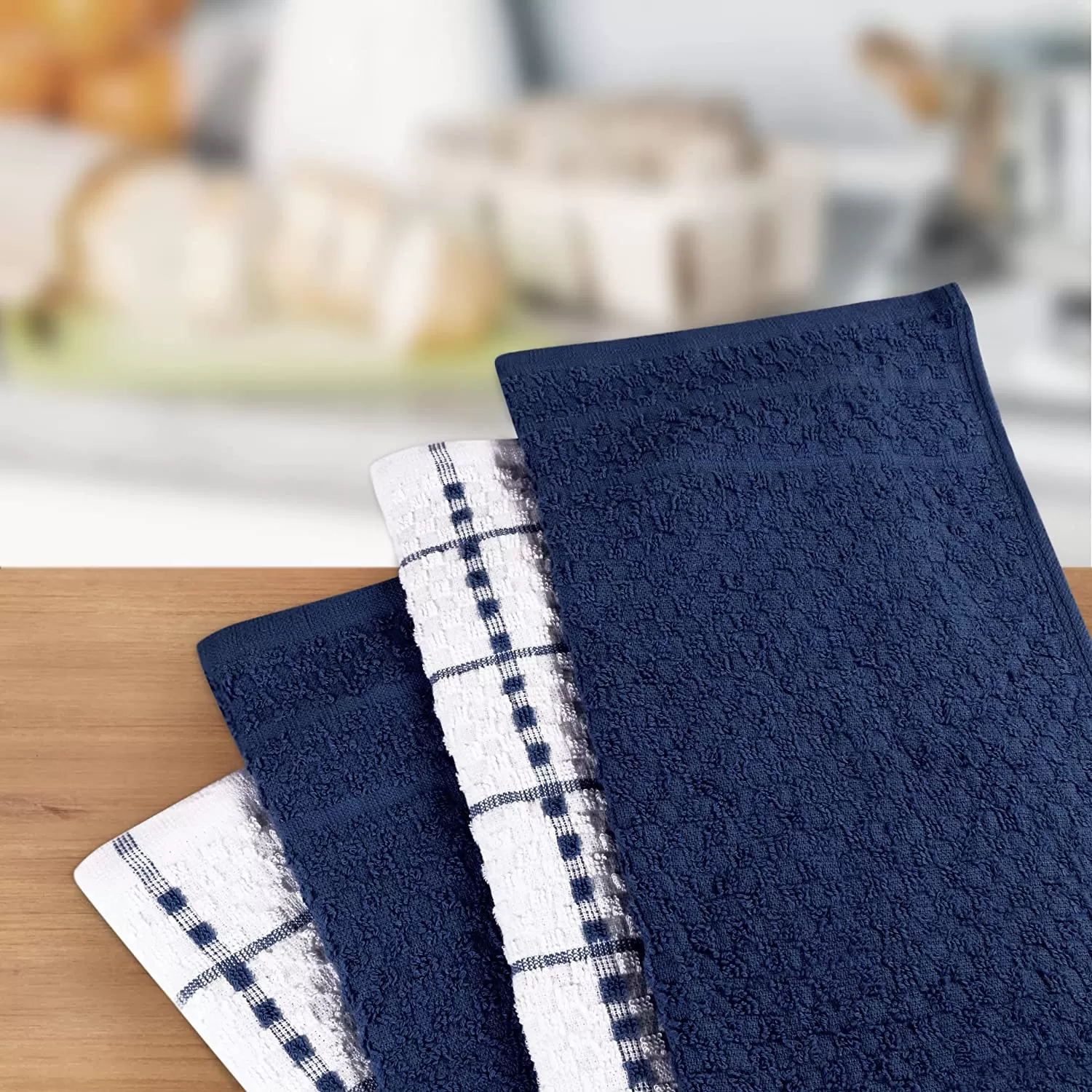 Kitchen Towels 12 Pack, 15 x 25 Inches, 100% Ring Spun Cotton Super Soft and Absorbent Linen Dish Towels, Tea Towels and Bar Towels Set (Black)